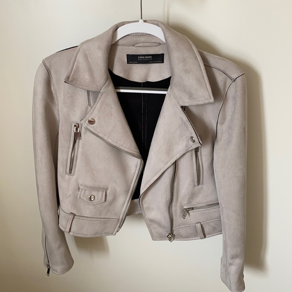 Grey Suede Zara Moto Jacket